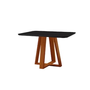 Mesa De Jantar Floripa Madeira Maciça 90x90cm Tampo Quadrado Vidro Móveis Minas Cor Preto