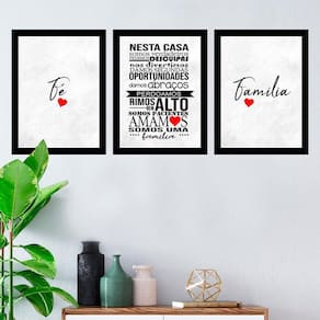 Kit 3 Quadros Decorativos 27X36 Nesta Casa Somos Verdadeiros