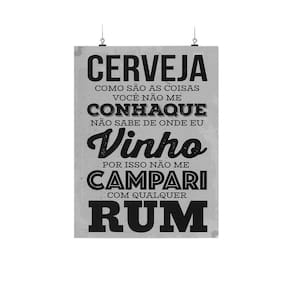 Placa Decorativa Cinza Cerveja Conhaque Vinho Campari Rum