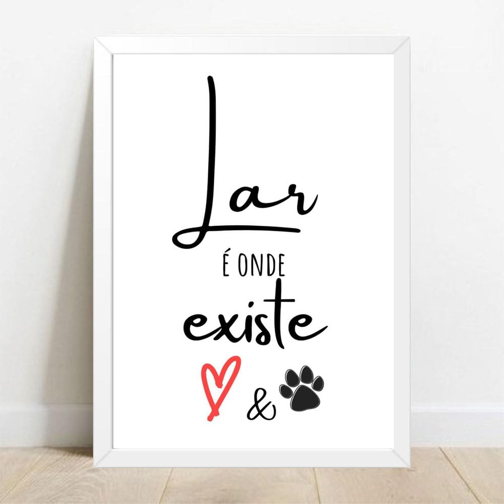 Quadro Decorativo Dog - Moldura Branca E Vidro A4