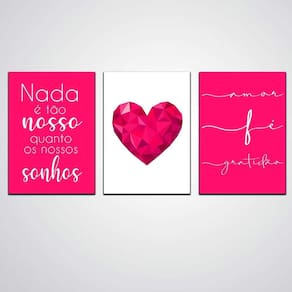 Quadro Nada E Tão Nosso Quanto Nossos Sonhos Kit Com 3 Mdf