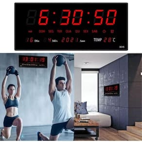 Relógio Digital Led Vermelho Calendário Empresa