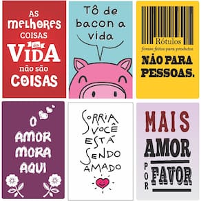 Kit 6 Placas Decorativas Frases Diversas Amor Rótulos Sorria