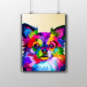 Placa Decorativa Chihuahua Colorido Artwork