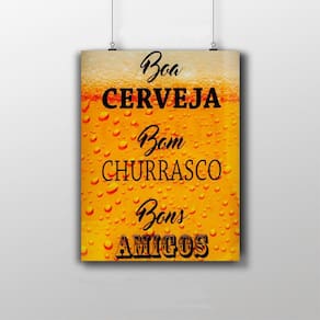 Placa Decorativa Cerveja Bom Churrasco Bons Amigos 20X30Cm