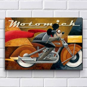 Placa Decorativa - Moto Mickey 30X20Cm Em Mdf