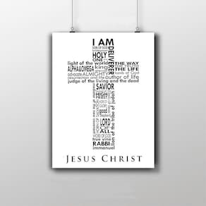 Placa Decorativa Cruz Palavras 20X30Cm - Jesus Cristo