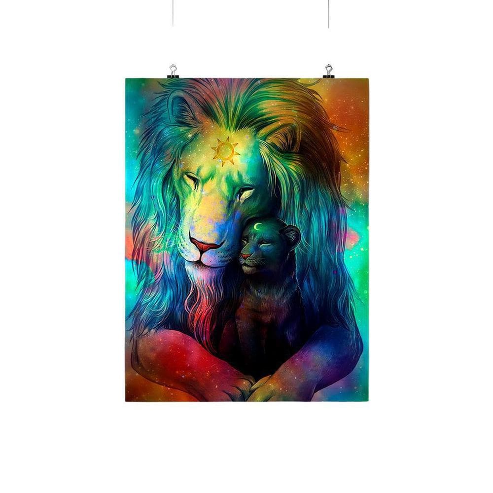 Placa Decorativa Leão E Leoa Artwork Wallpaper 20X30Cm