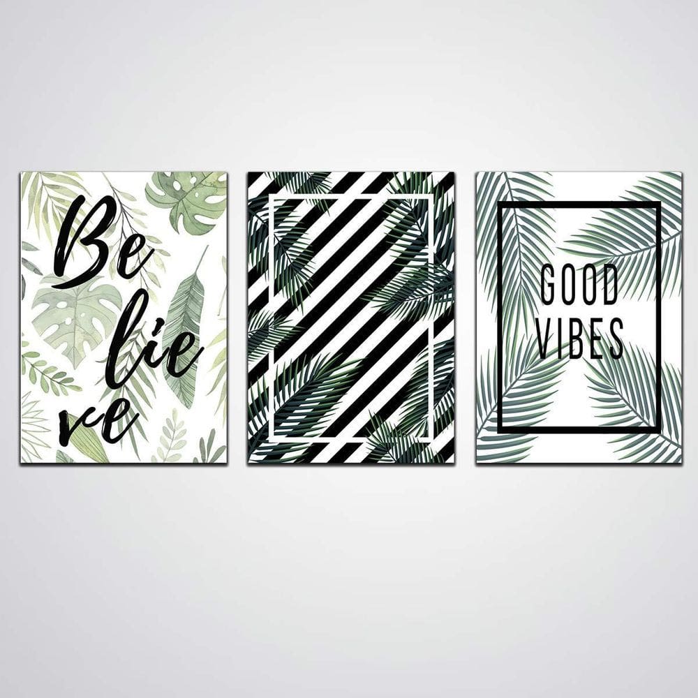 Quadro Believe Good Vibes Em Madeira