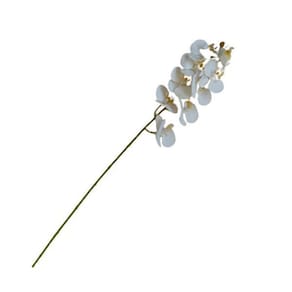 Orquídea Phalaenopsis Artificial 78X14 Cm Branco Com Amarelo