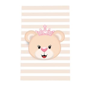Placa Quadro Decorativo Quarto Menina Ursinha Princesa Rosa