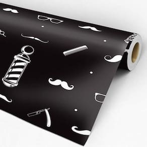 Papel De Parede Barbearia Adesivo Lavável Preto 3M