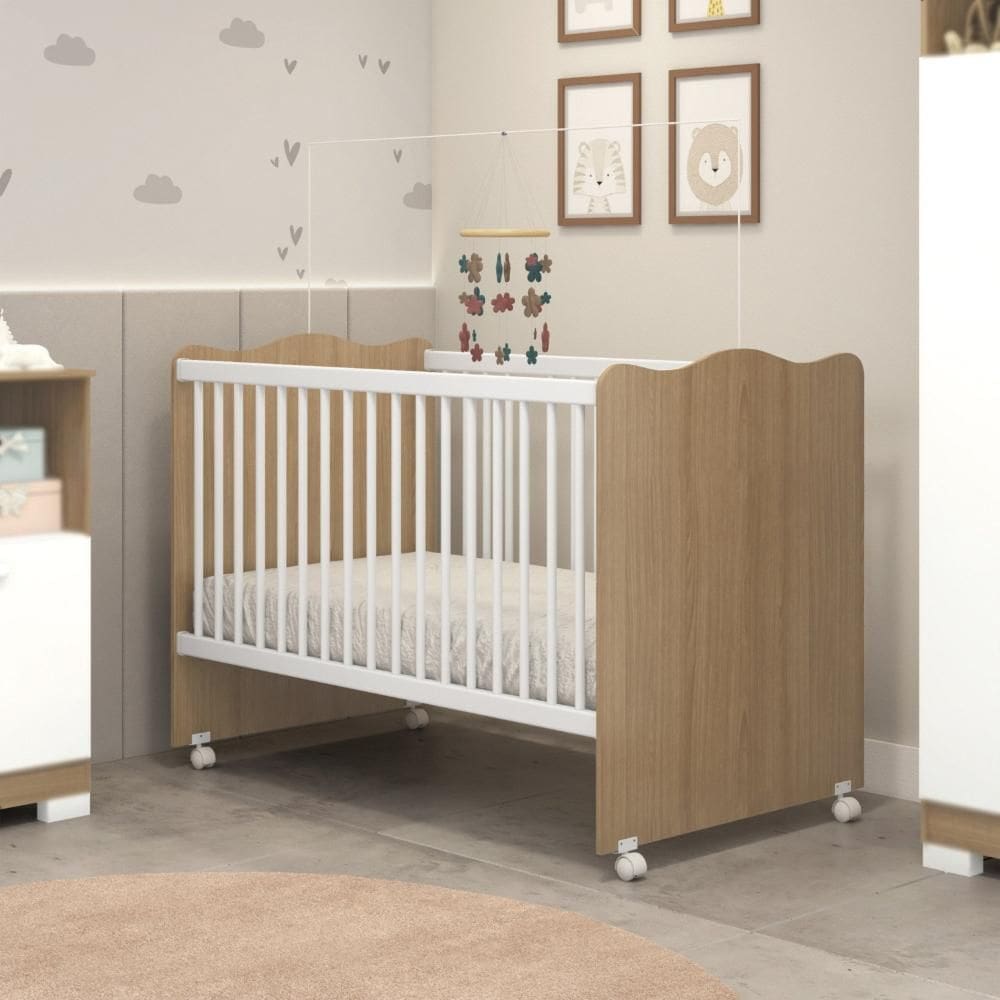 Berço Mini Cama Lolly com Rodízios 1,32cm X 0,77cm X 0,95cm. Naturalle