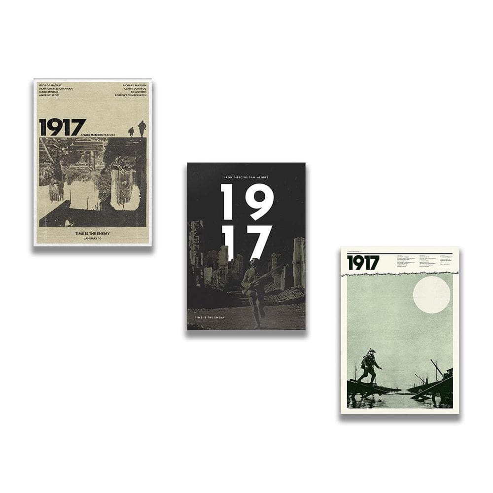 Kit 3 Placas Decorativas Filme 1917 Em Mdf 30X20Cm