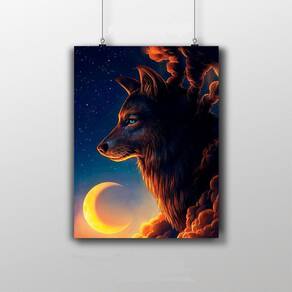 Placa Decorativa Lobo 20X30Cm Guardião Da Noite