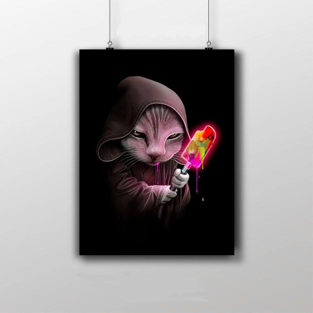 Placa Decorativa Gato Sorvete 20X30Cm