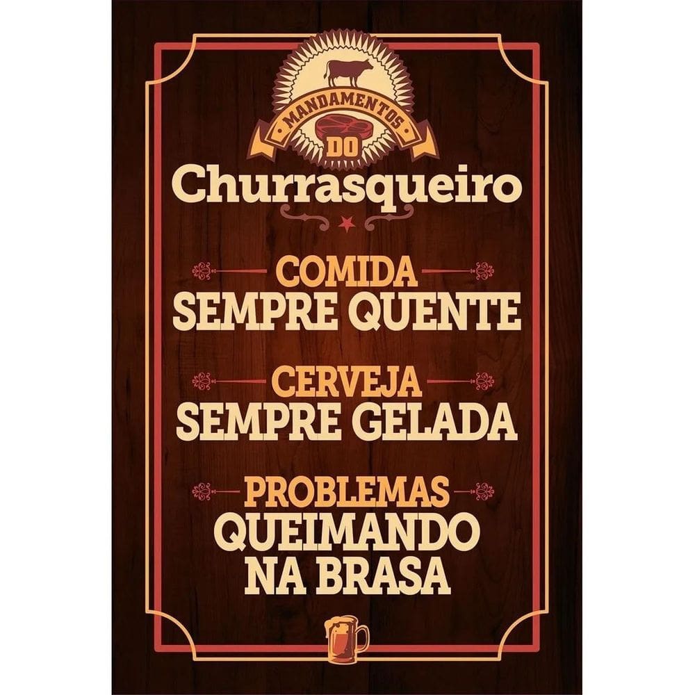 Placa Decorativa Quadro Regras Do Churrasco V539