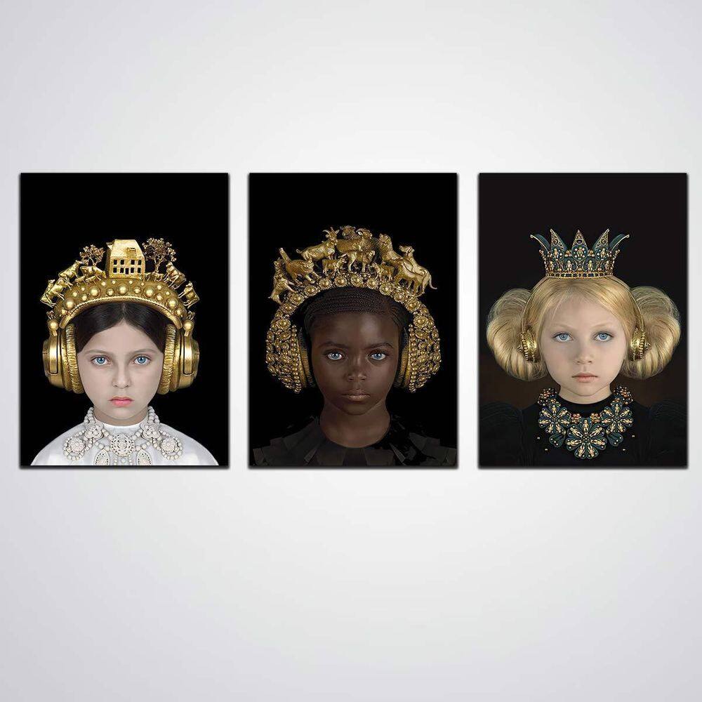 Quadros Decorativos 3 Peças Meninas Princesas