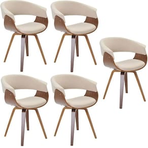 Conjunto com 5 Caderias para Sala de Jantar Betina Creme