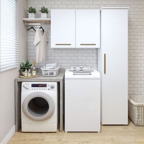 Lavanderia Modulada 1 Armário Multiuso e Armário Aéreo Uberlândia Branco