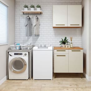 Lavanderia Modulada 1 Armário Aéreo e Balcão Itajaí Marrom/Off White