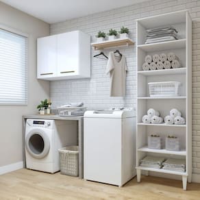 Lavanderia Modulada 1 Armário Multiuso e Armário Aéreo Belém Branco