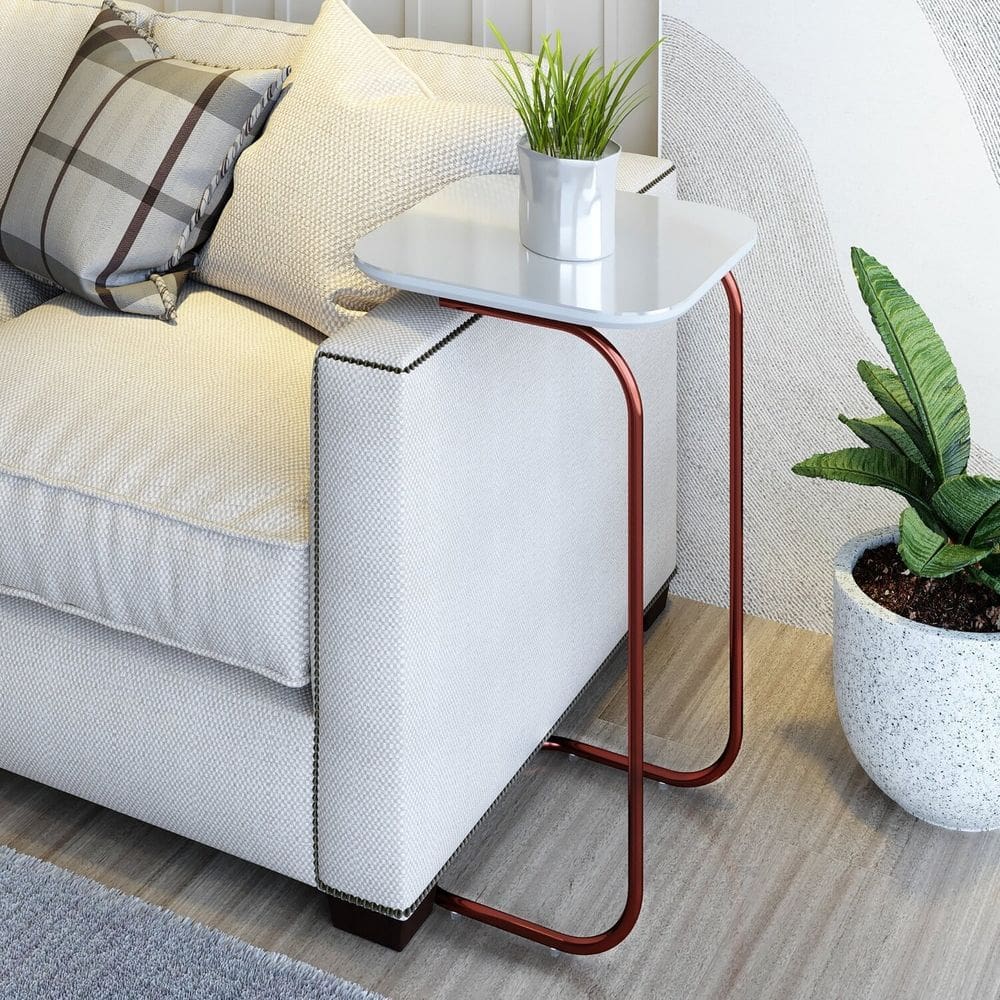 Mesa de Apoio de Sofá Roma 37cm X 30m X 70cm Rose / Off White