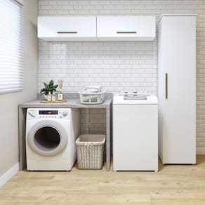 Lavanderia Modulada 1 Armário Multiuso e 2 Armários Aéreo Uberaba Branco