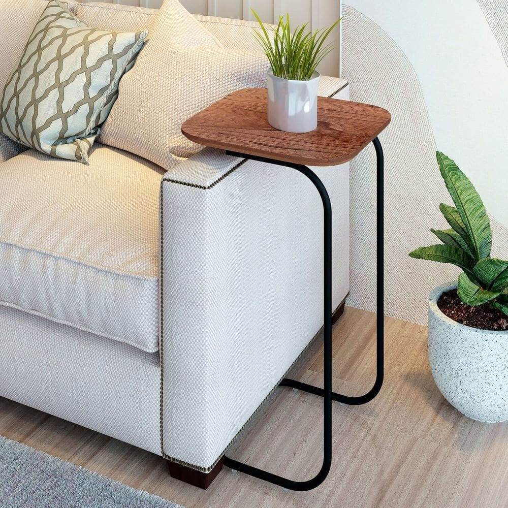 Mesa de Apoio de Sofá Roma para Sala de Estar Preto/Cinamomo