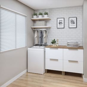 Lavanderia Modulada 2 Balcões Tex 102 Carvalho/Branco