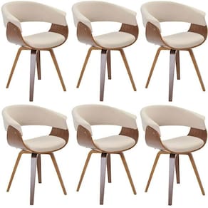 Conjunto com 6 Caderias para Sala de Jantar Betina Creme