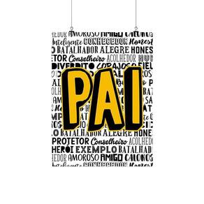 Placa Decorativa Branca Pai, Palavras 20X30Cm