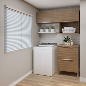 Lavanderia Modulada 2 Amários Aéreos com 1 Balcão Tex 108 Carvalho