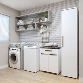 Lavanderia Modulada 1 Armário Multiuso e Balcão Joinville Branco