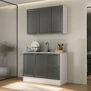 Cozinha Compacta 2 Peças 1 Aéreo 1 Balcão Soho Cabecasa Madeiramadeira Branco/Grafite