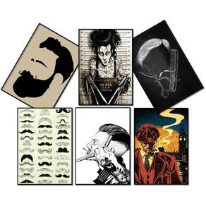 Kit 6 Placas Decorativas Mdf 21X29,7Cm Barbearia 04