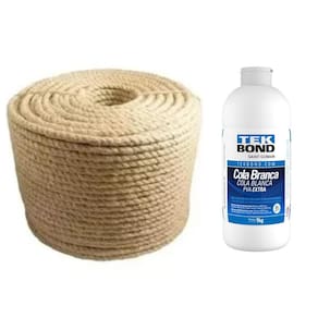 Corda Sisal Natural 6Mm Artesanato 50 Metros + Cola Branca