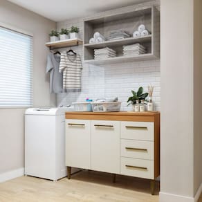 Lavanderia Modulada Balcão 2 Portas 3 Gavetas Petrópolis Marrom/Off White