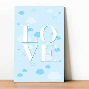 Placa DecorativaEm MDF Love Azul 20X30Cm