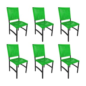 Kit 6 Cadeiras Deck Alumínio Junco Sintético Verde Unicolor