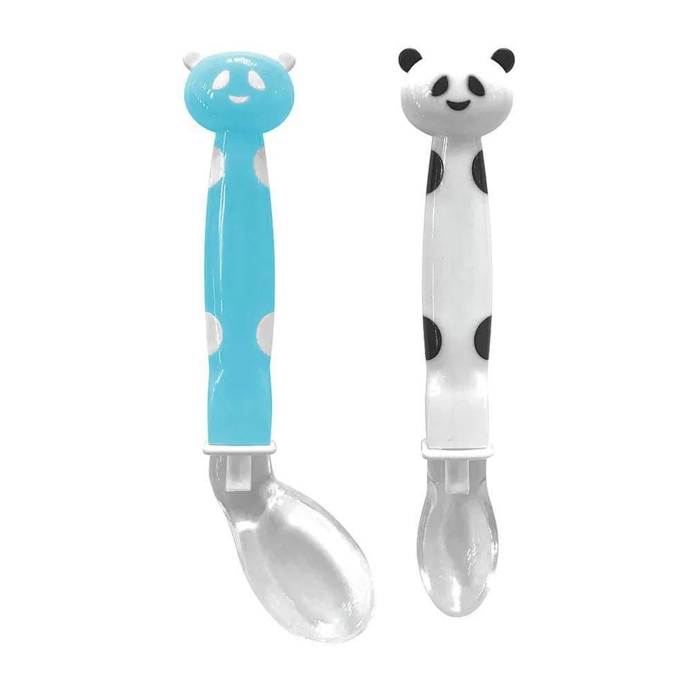 Kit 2 Colheres Silicone Buba Azul Panda + 6 Meses