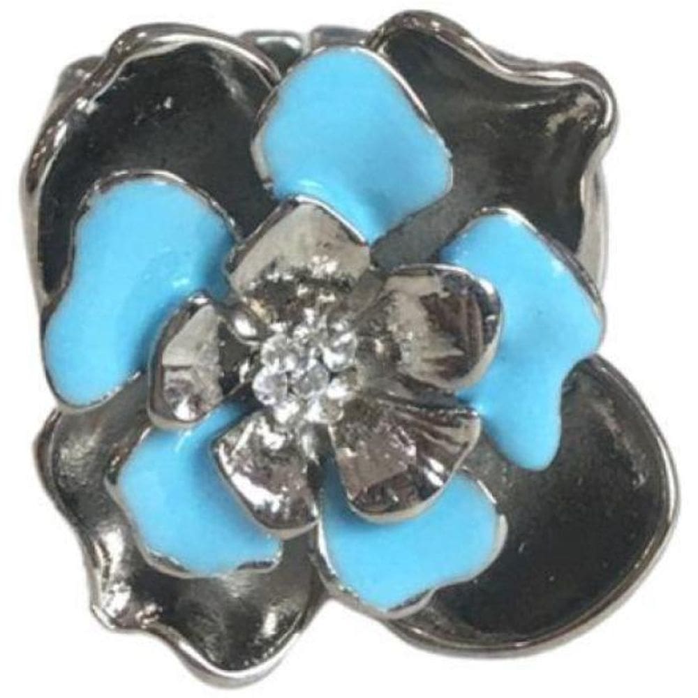 Anel Flor Azul Resina Armazém Rr Bijoux