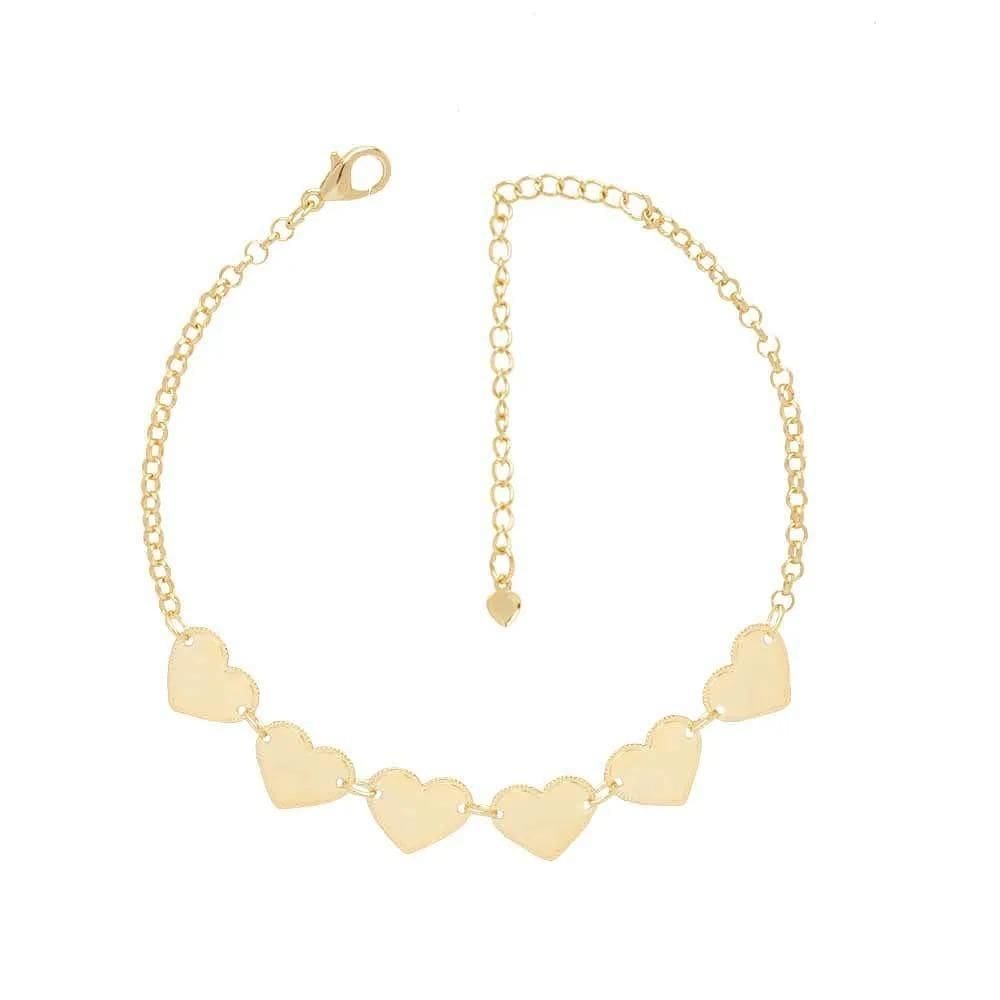 Pulseira Armazem Rr Bijoux Correntes Corações