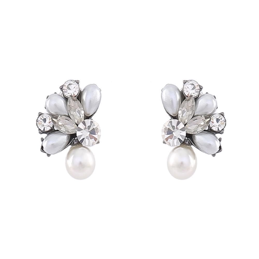 Brinco Armazem Rr Bijoux Cristais Com Perola Grafite