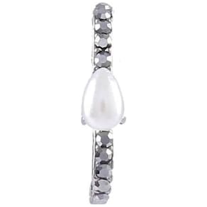 Brinco Armazem RR Bijoux Perola e Cristais Grafite 2cm
