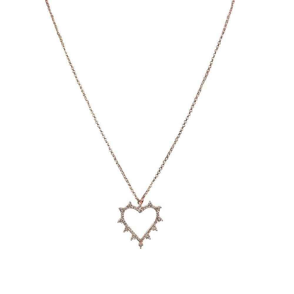 Colar Armazem Rr Bijoux Coração Com Cristais Cravejados Rose