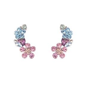 Brinco Armazem Rr Bijoux Ear Cuff Flor Rosa E Azul