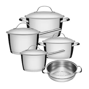 Jogo de Panelas 4 Peças + Cozi-Vapore Allegra em Aço Inox Fundo Triplo Tramontina