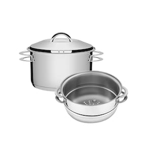 Jogo de Caçarola Rasa + Cozi-Vapore Solar 20 cm 3,6 L em Aço Inox Fundo Triplo Tramontina