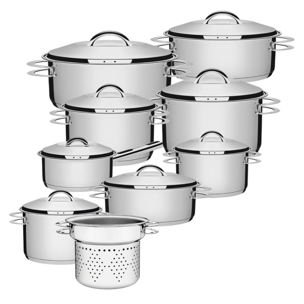 Jogo de Panelas Solar 9 Peças com Cozi-Pasta em Aço Inox Fundo Triplo Tramontina
